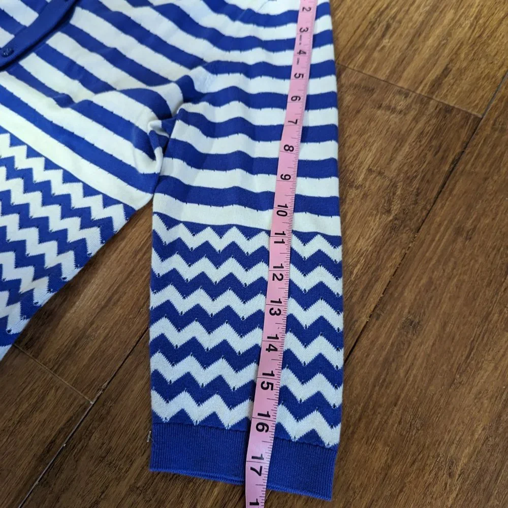 Kate Spade Blue & White Striped Cardigan Sweater